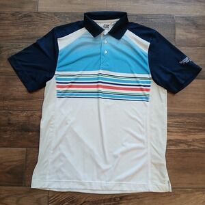 Cutter & Buck Polo Mens Medium White Golf‎ Tequesta Country Club Strtch Flex